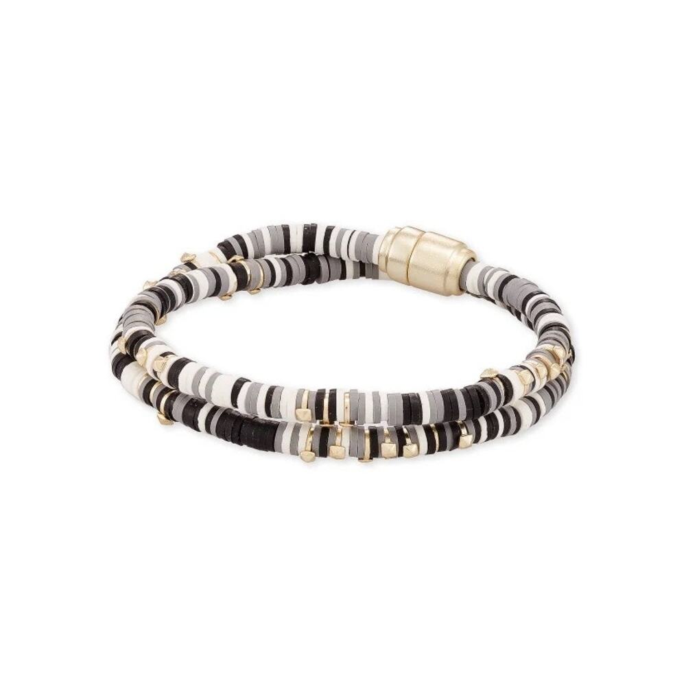 NWT Kendra Scott Reece Wrap Bracelet Choker 14K Plated Black/Gray Boho Hippie